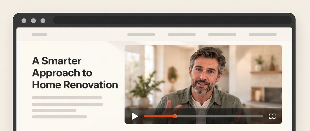 A service page on a website with an explainer video of the presenter playing